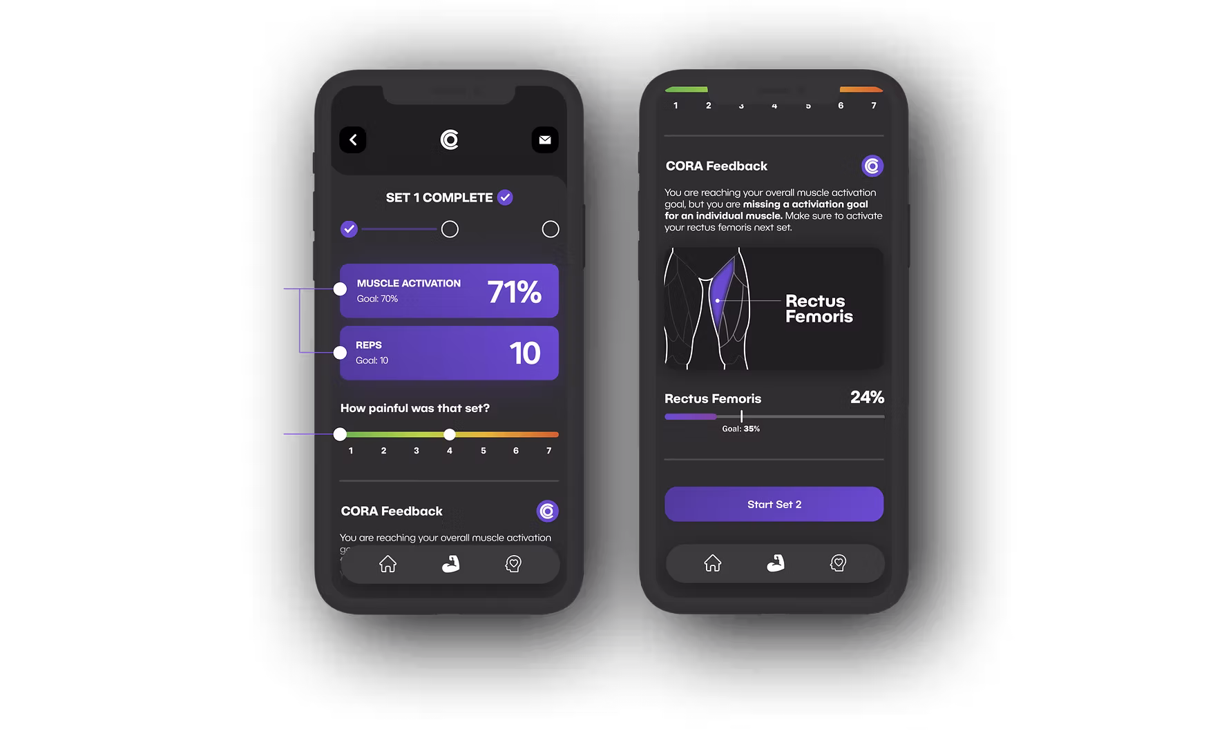 Final App — Physical Tab (live exercise with muscle activation)
