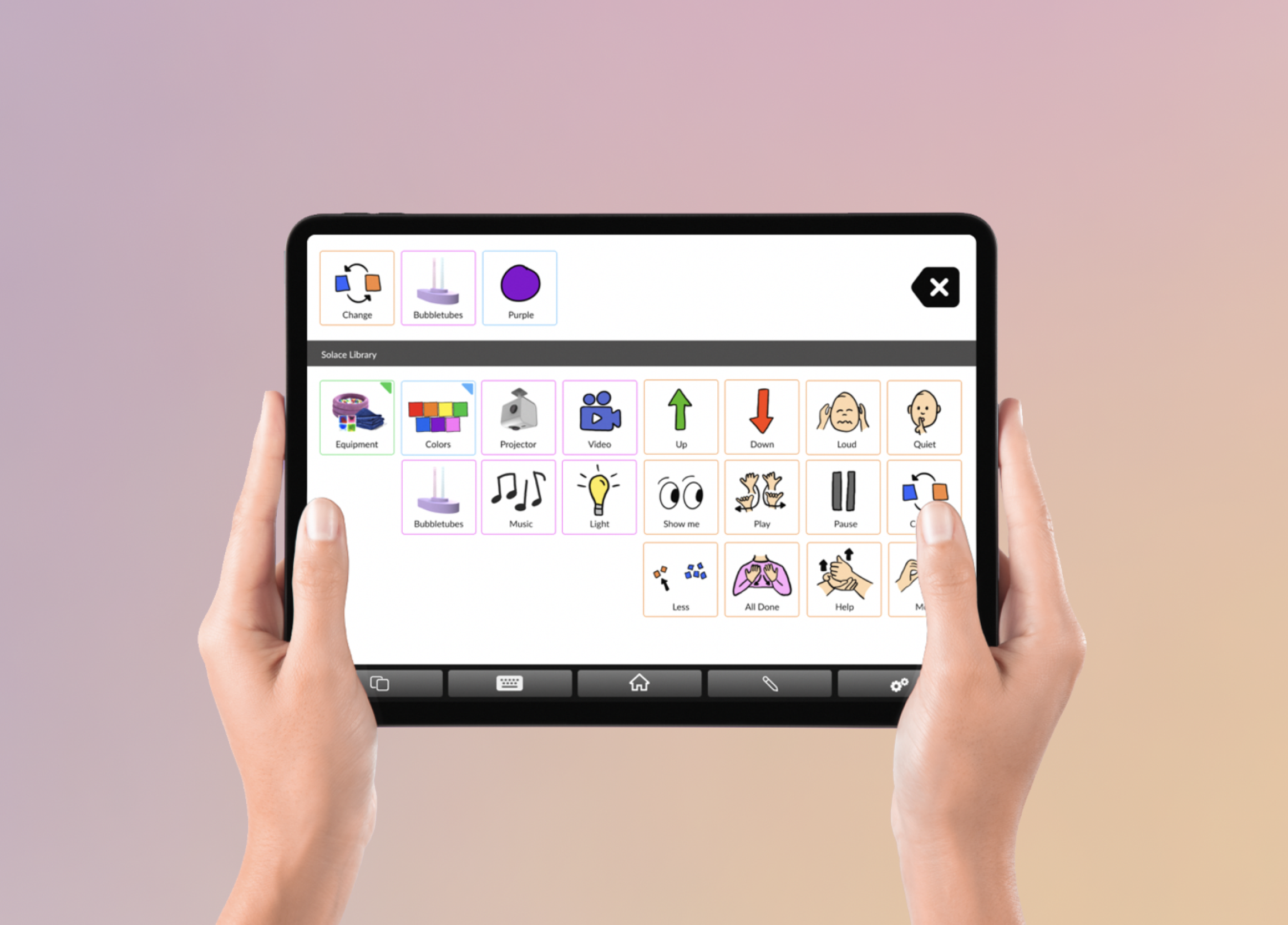 AAC library — tablet mockup