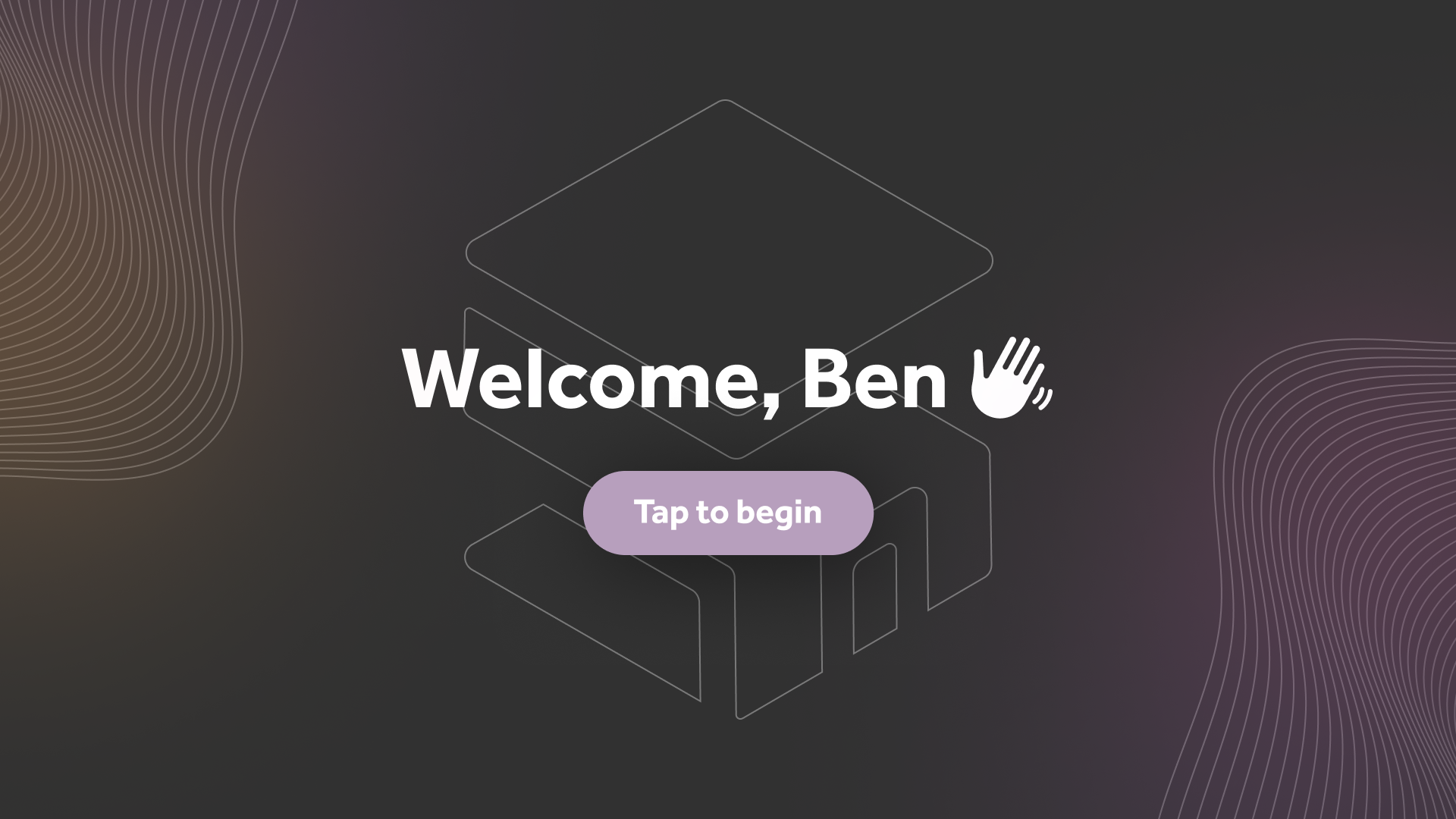 Tablet room controls welcome screen