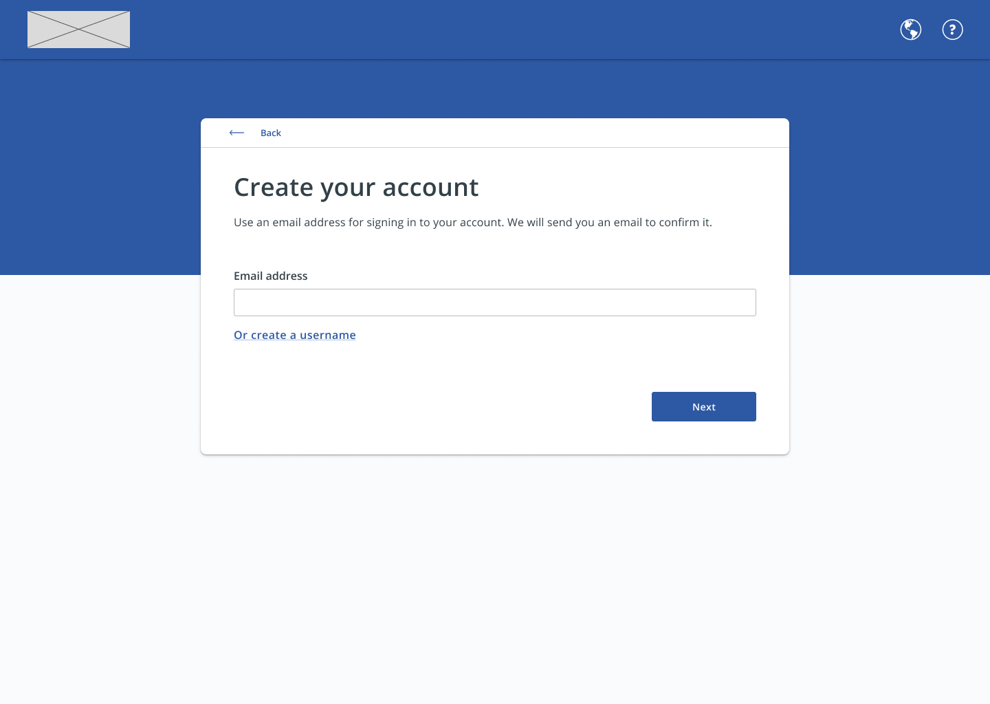 After — create account: set up your login