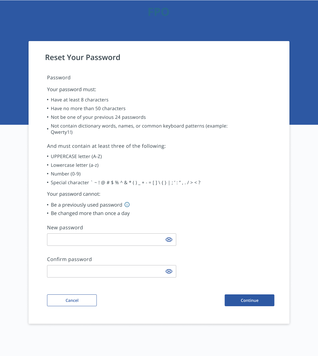 Before — previous reset password state