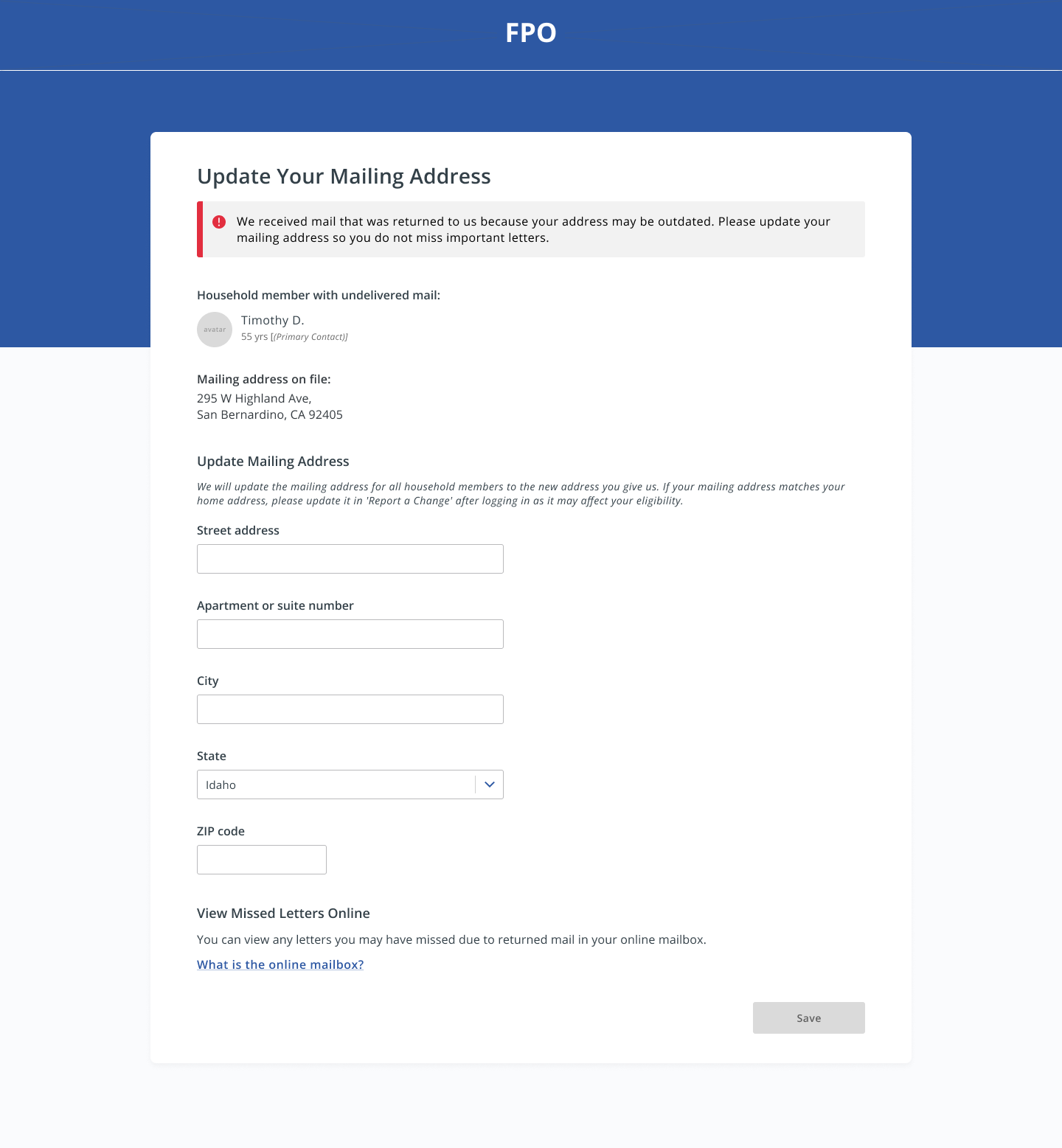 Returned mail — consumer view